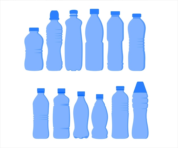 Various water plastic bottles Premium Vector