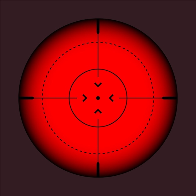 다양한 무기 열 적외선 시야 저격수 소총 광학 범위 사냥 총 전망대 크로스 헤어 목표 촬영 표시 기호 군사 목표 표지 게임 UI 요소 터 일러스트레이션
