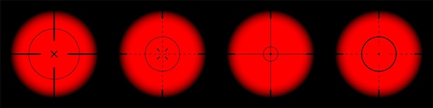 Вектор Различные виды оружия тепловые инфракрасные прицелы снайперская винтовка оптические прицелы охотничье оружие видоискатель с