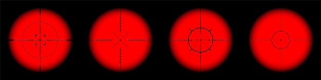 Вектор Различные виды оружия тепловые инфракрасные прицелы снайперская винтовка оптические прицелы охотничье оружие видоискатель с