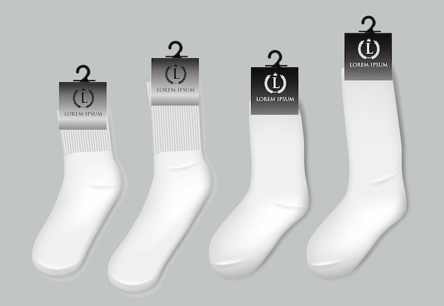 various white socks foot wear mockup isolated 3D illustration