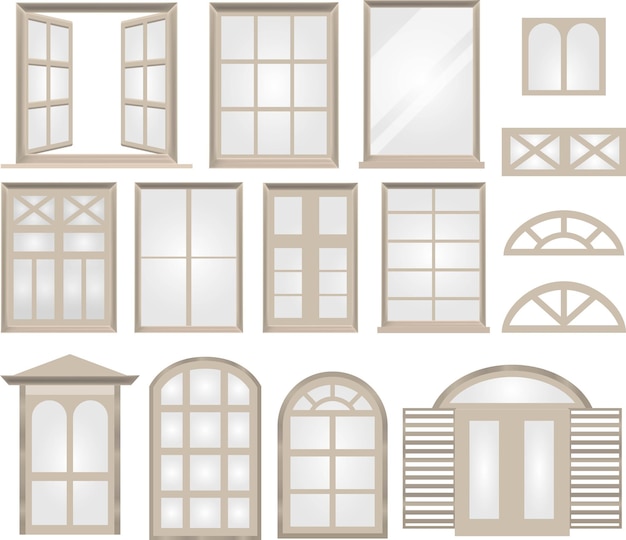 Various Windows Set in Old and Modern look