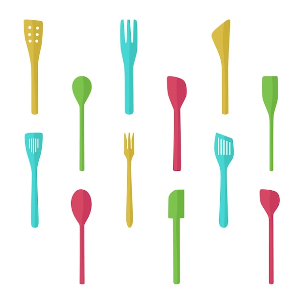 various wooden spoons vector illustration