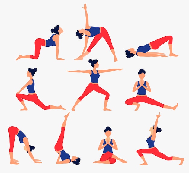 Varie pose di yoga impostate