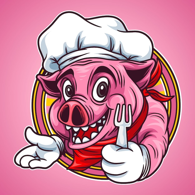 Varken chef-kok mascotte illustratie