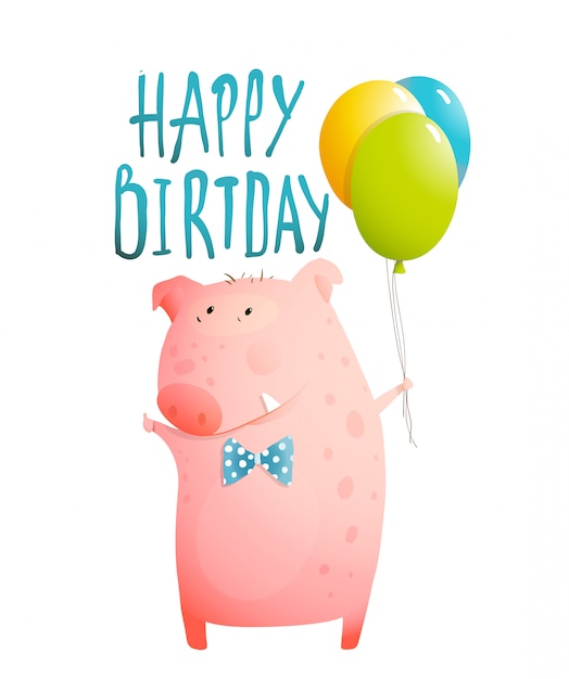 Varken groet happy birthday card voor kinderen