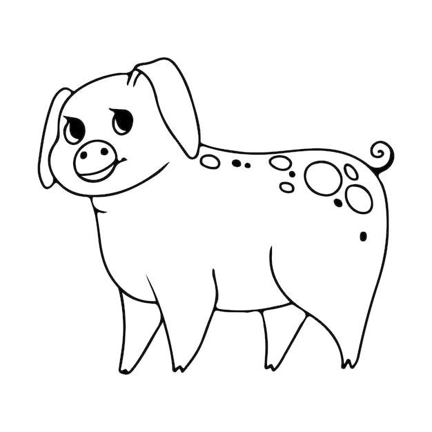 Varken Knorretje Vee dier Farming Farm Vector illustratie geïsoleerd op witte achtergrond Kleurboek