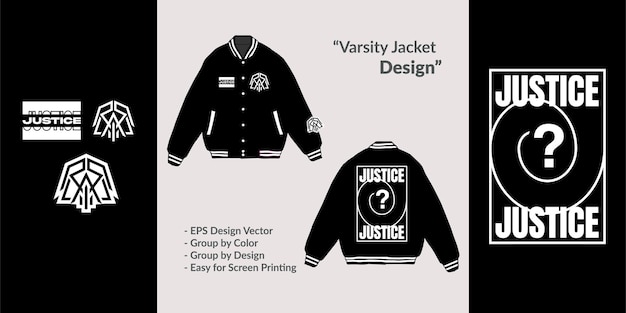 Varsity jacket full patch embroidery vector design abstract modern theme