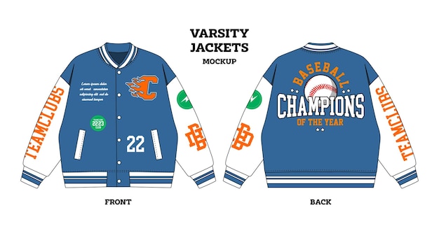 Varsity jacket sketch mockup vector