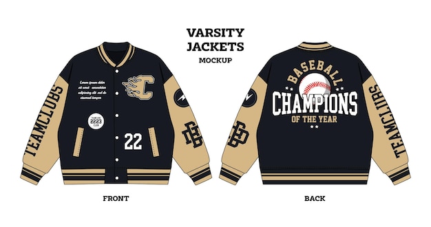 Varsity Jacket Sketch Mockup Vector