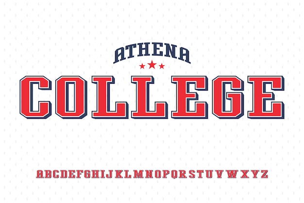 Vector varsity sporty for college university font typeface  alphabet