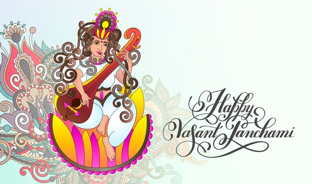 Vector vasant panchami greeting card to indian holiday design