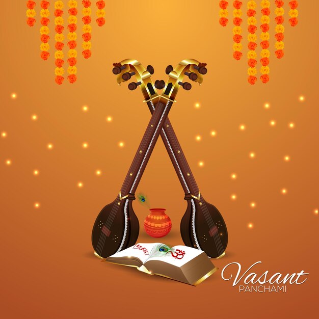 Vector vasant panchami greeting card