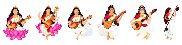 Vector vasant panchami saraswati puja basant social media post