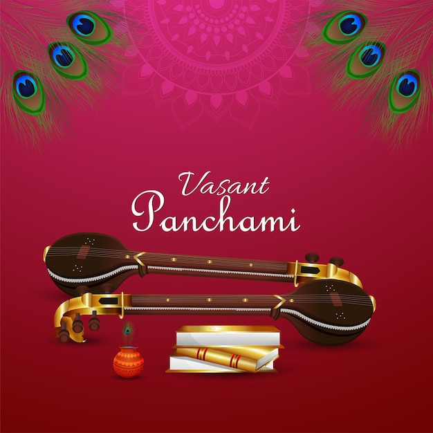 Vasant panchami con saraswati veena e libri