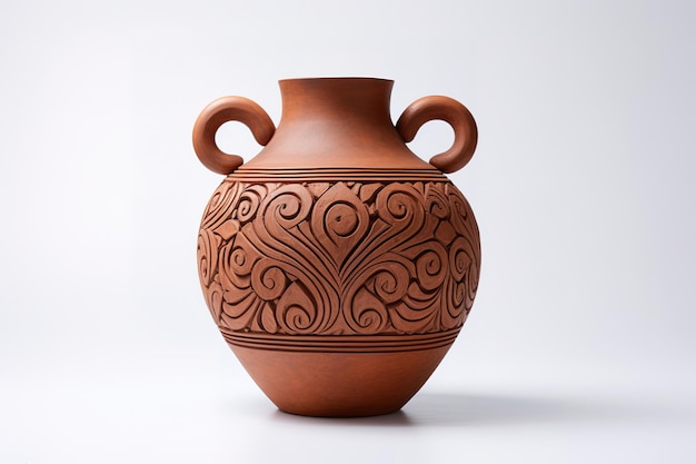 vase displayed on a shelf against a white wall on a black tabletop background