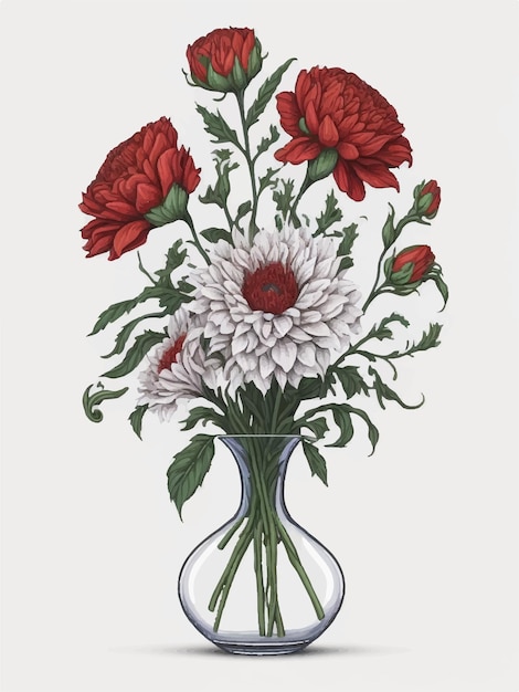 Vase of flowers clipart white background