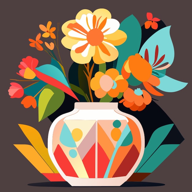 vase with a flower vector illustration