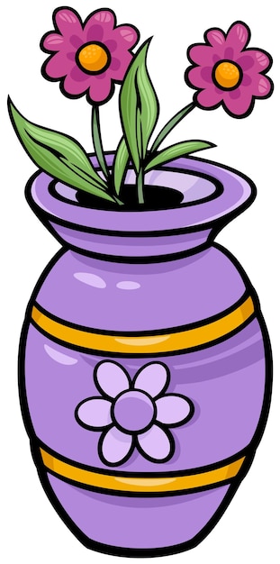 Vaso con fiori clip art cartoon illustrazione