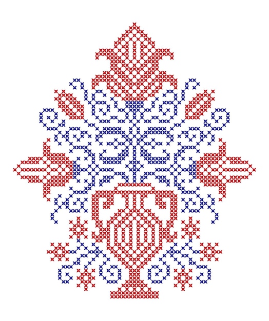 Vase with flowers Embroidered cross stitch pattern