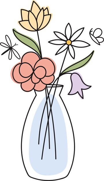 Vase with flowers outline