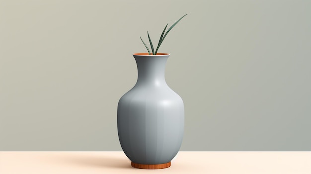 a vase with a plant in it that has a plant in it
