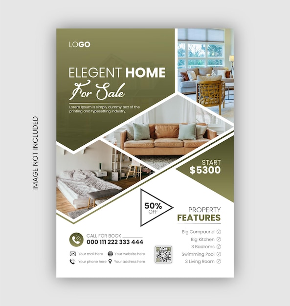 Vastgoed Flyer Design Template of Brochure Cover Design Template voor Bedrijven