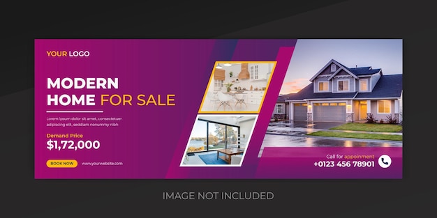 Vastgoed huis Facebook cover banner sjabloon premium vector