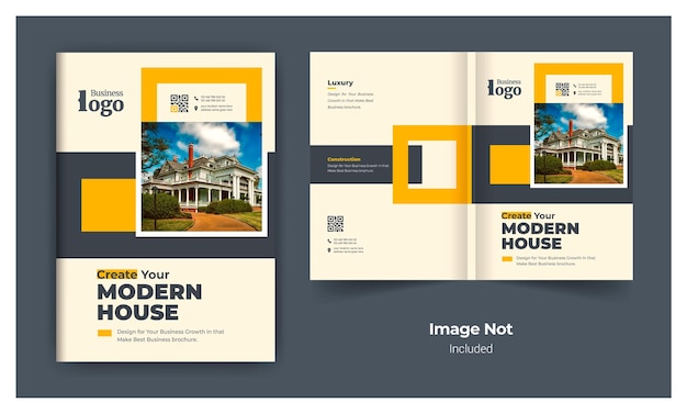 Vastgoed of bouw zakelijke brochure cover ontwerp sjabloon kleurrijke moderne lay-out thema