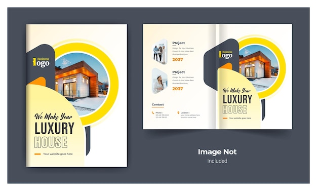 Vector vastgoed of bouw zakelijke brochure cover ontwerp sjabloon kleurrijke moderne lay-out thema