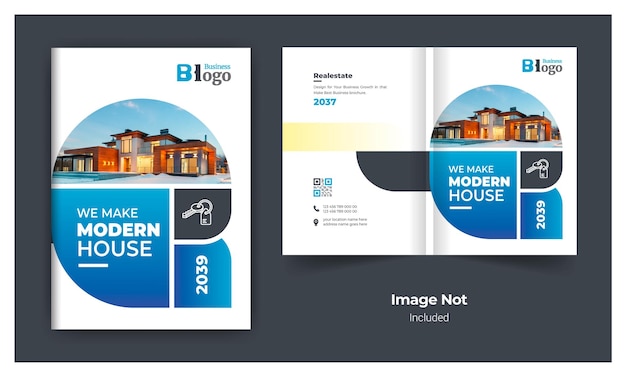 Vastgoed of bouw zakelijke brochure cover ontwerp sjabloon kleurrijke moderne lay-out thema