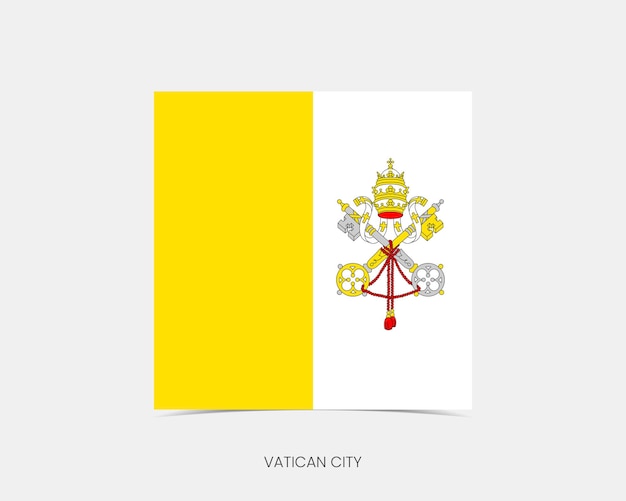 Iconica della bandiera rettangolare della città del vaticano con ombra