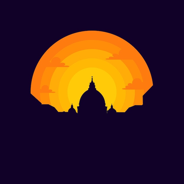 Illustrazione vettoriale della vista del vaticano