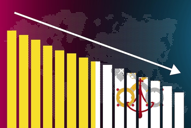 Vatikaan staafdiagram grafiek dalende waarden crisis en downgrade nieuwsbanner mislukken en nemen af