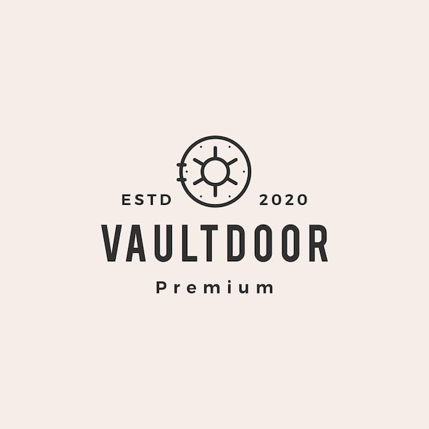 Vault door hipster vintage logo vector icon illustration