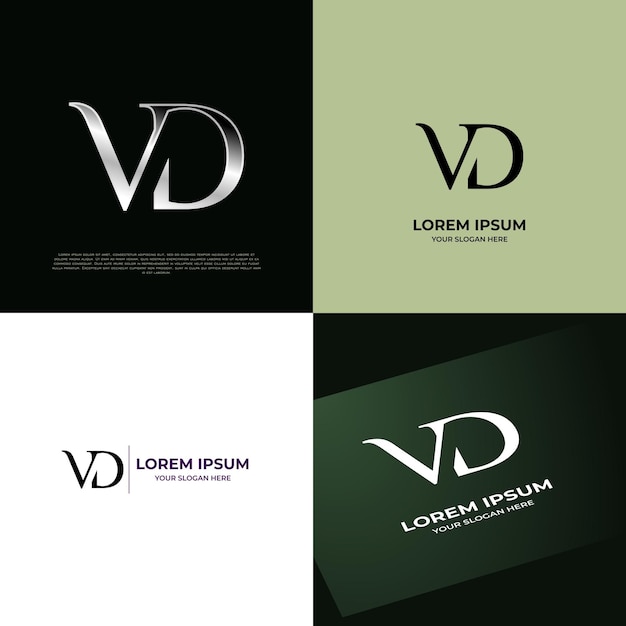 Vd initial modern typography emblem logo template voor bedrijven