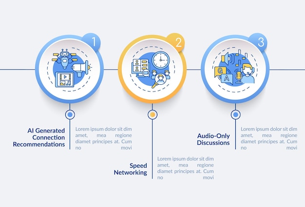 Ve per il modello di infografica di rete. riunioni di velocità, elementi di design di presentazione di discussioni.