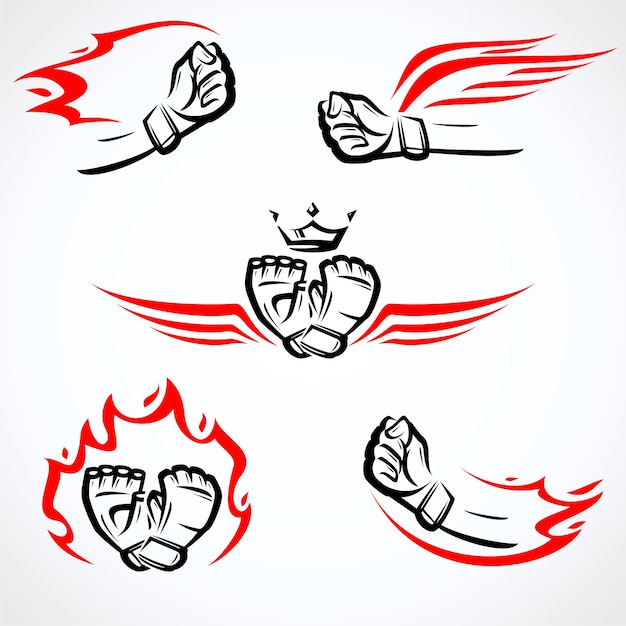 Vecht MMA icon set. Verzamelelement gevecht. Vector