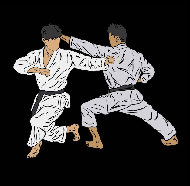 vechter doin sparring illustratie