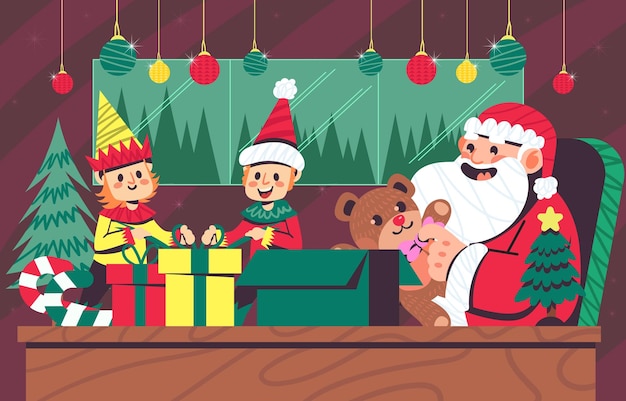 クリスマス・マッサ サンタクロースとヘルパーズ イラスト