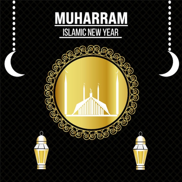 Vettore vecteezy poster di capodanno islamico in oro di lusso, felice muharram, ornamentale realistico, vettore