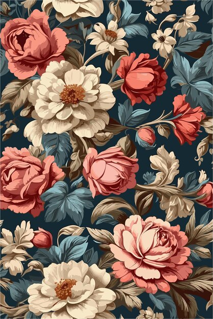 Vector vecteur modle sans couture avec fleur de printemps rose vintage