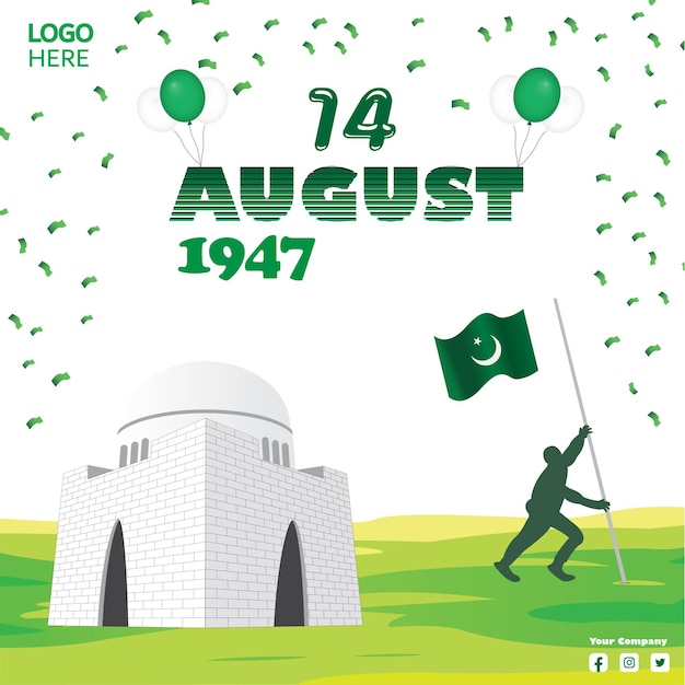 Vector 14 augustus Pakistan onafhankelijkheidsdag post