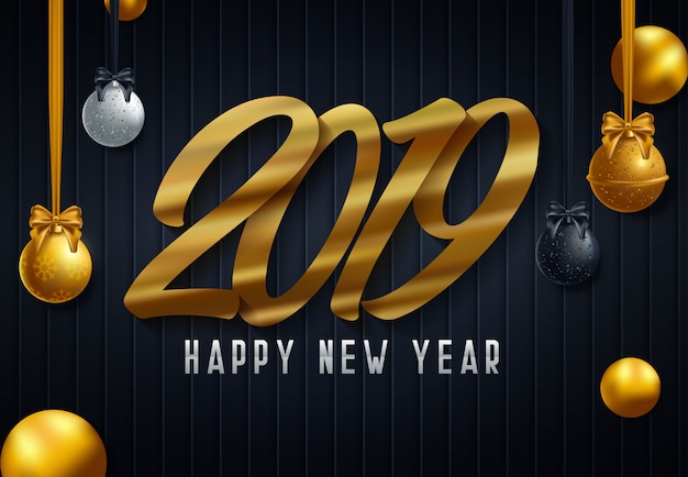 Vector 2019 New Year Black background 