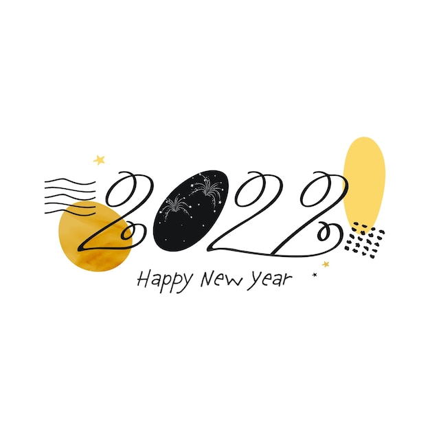 Vector 2022 Happy New Year Font On White Background.