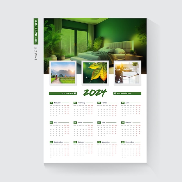 Vector 2024 calendar design template for happy new year planner