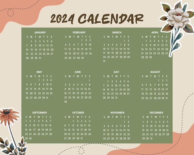 Vector vector 2024 calendar template