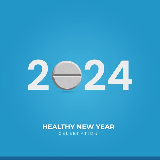 Vector vector 2024 happy new year medical creative tablet ads design for social media post