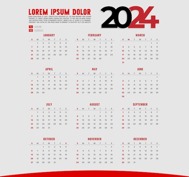 Vector 2024 kalender sjabloon