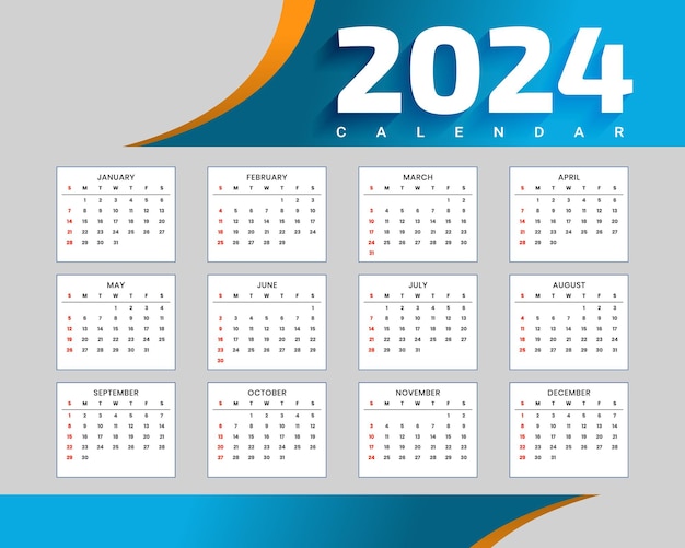 Vettore 2024 nuovo vettore di calendario